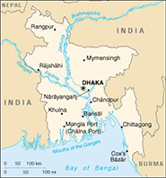 バングラディッシュの周辺地図
